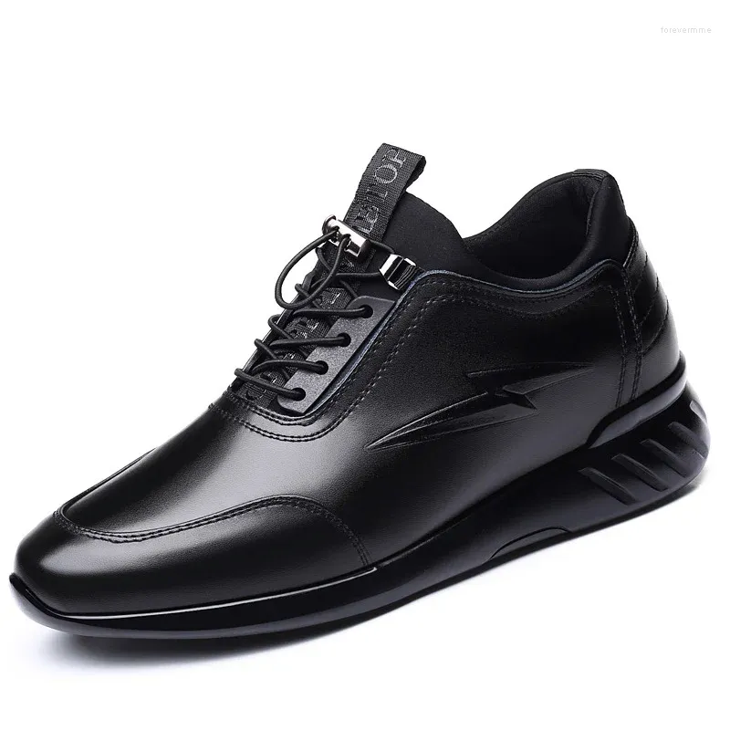 Casual Shoes Men's Leather Spring Mane Business Soft-Soled Non-Slip Breattable All-Match Footwear Internal höjande 6 cm