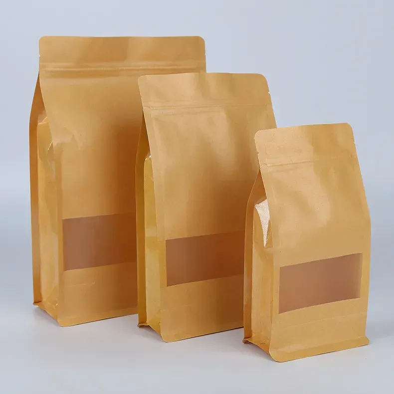 Kaffebönor bröd kexförpackning plats åttkantig förpackningspåse te snacks kraft papper anpassad mat klass material paket väskor ll