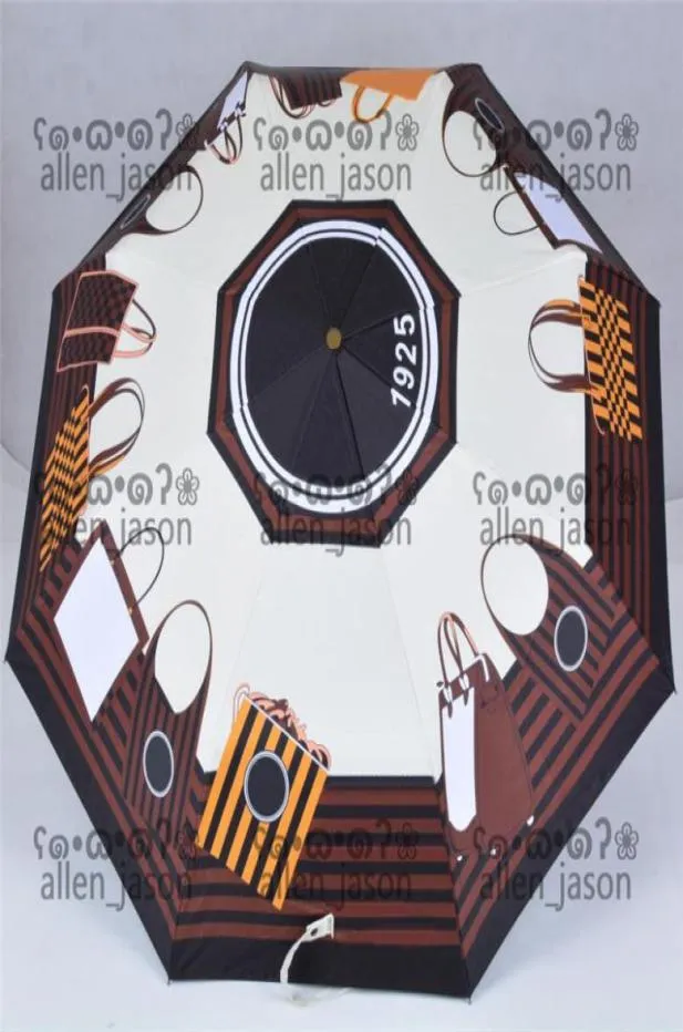 茶色の格子縞の傘のヒップスターオートマチックデザイナー高品質の屋外旅行マルチファクションウィンドプルーフサンアンブレラ6499049