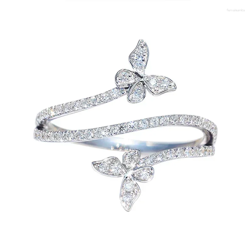 Кластерные кольца Shsmall Design Butterfly Кольцо кольцо женская плиссированная жестяная бумага закрыто маленькая свежая и легкая роскошь