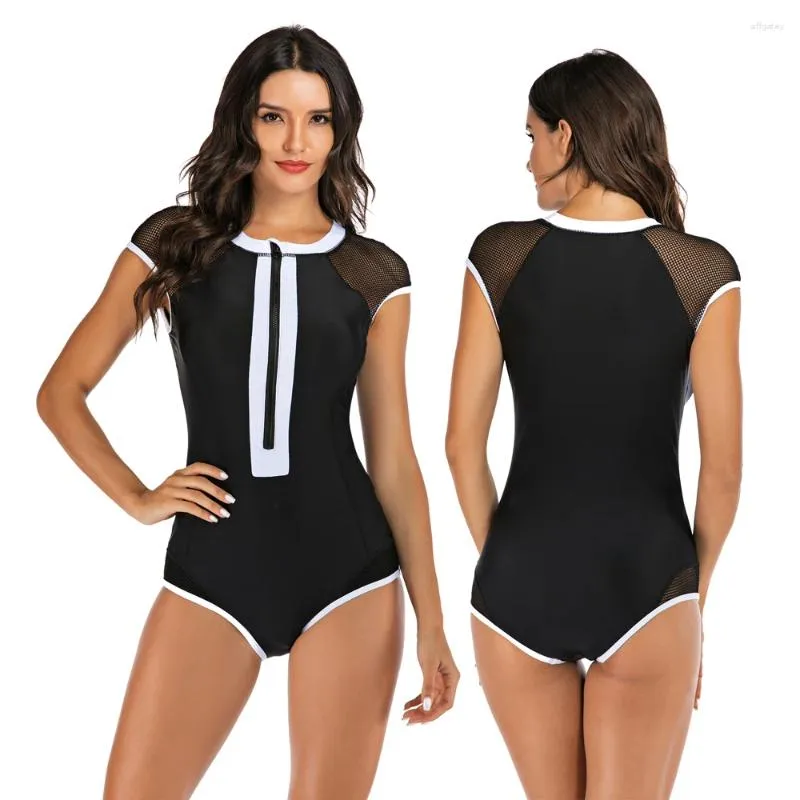 Abbigliamento da bagno da bagno da bagno da bagno femmina costume da bagno nero un pezzo un pezzo modesto bikini spiaggia può navigare da donna con cerniera musulmana da donna molet