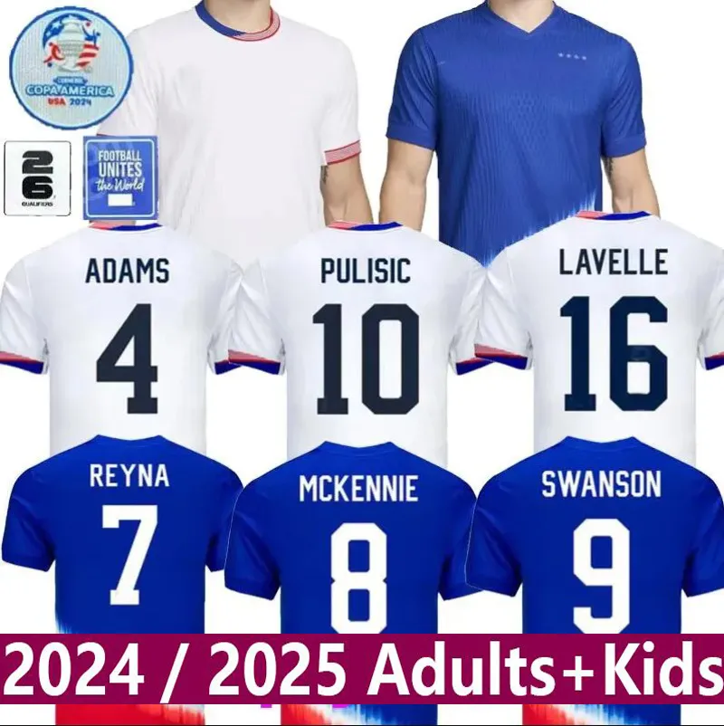 Of us Soccer Jerseys Unisex Plus Size XXXL 4XL 2024 2025 Copa America USWNT Women Kids Kit USMNT 24/25 Home Away Football Shirts Men 2024 PULISIC SMITH MORGAN BALOGUN
