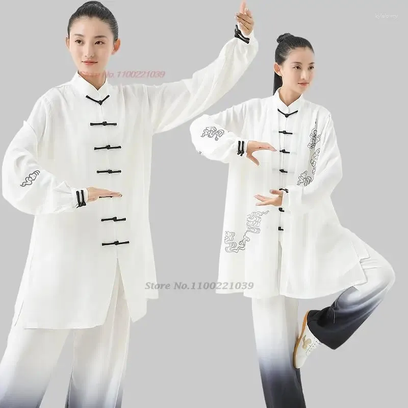 Ubranie etniczne 2024 Chińskie Taichi Wushu mundury gradientowy kolor Taijiquan sztuk walki Wingchun Poranna praktyka