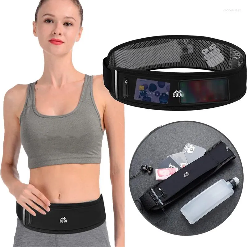 Taillenbeutel Sportsack separate Taschenreflexion Streifen Design Wasserflasche für Jogging Fitnessstudio faltbar Unisex Outdoor Fanny Pack