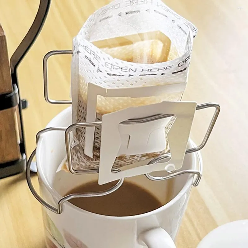 Kitchen Storage Ear-mounted Coffee Stand Bags Hanging Drip Holder Filter Paper Rack Punch Stainless Steel