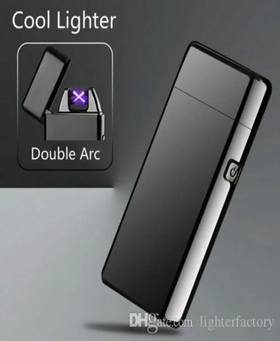 新しいダブルアーク電気USBライター充電式プラズマ風当パルスフレームレスシガレットライターカラフルチャージUSBライター7353377