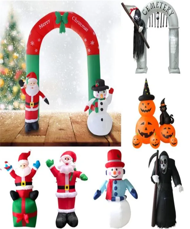 Outdoor Christmas Decoratie opblaasbare Kerstman Sneeuwman opblaasbare tuinwerf Archway Halloween Kerst ornamenten Kerstmis nieuw 2708752