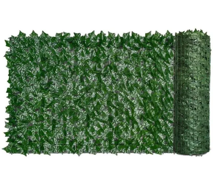 フェンシングトレリスゲート人工ヘッジグリーンリーフアイビーフェンススクリーン植物壁偽草装飾的なバックドロッププライバシー保護1680304