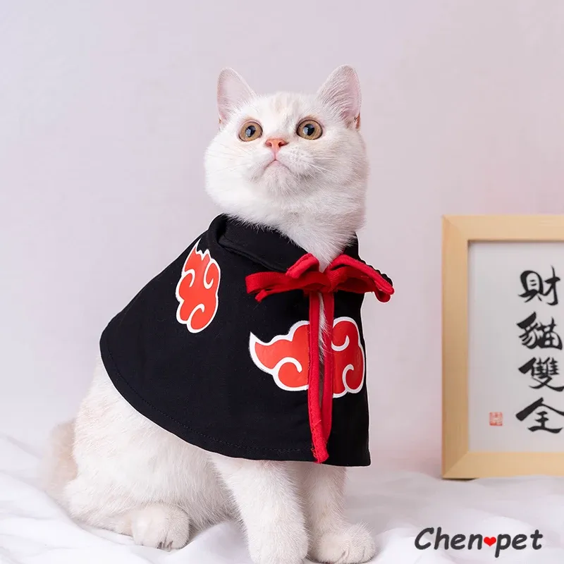 Apparel Funny Dog Cat Costume Akatsuki anime decor Cloak Disguise Cat Hooded Clothes Suitable For Small Dogs Accessories