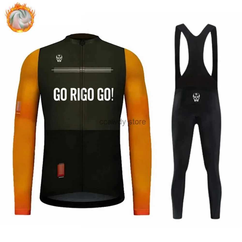 Tute da uomo 2024 New Go Rigo Abbigliamento da ciclismo Inverno Uomo Lungo Seve Caldo Fece Comfortab Jersey Pantaloni da tuta SetH242134