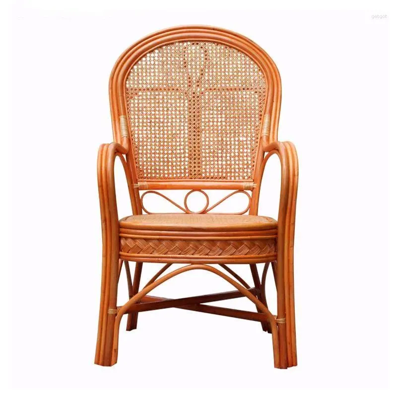 Camp Furniture Rattan Chair High Back Outdoor Leisure Balcony Office Mahjong Indonesian Natural Single Real