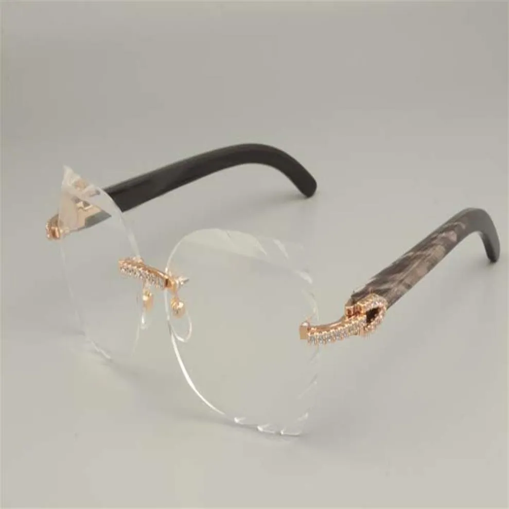 2019 Nya modehögkvaliterade glasögonram 8300817 Diamond Series Black Black Flower Mixed Horn Glasses Frame 58-18-140221R