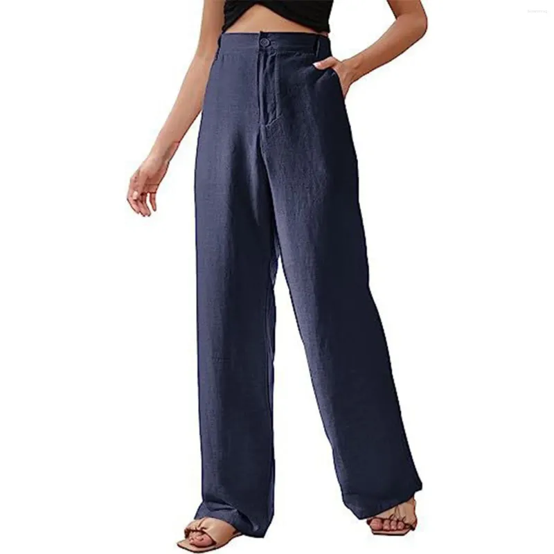 Pantaloni da donna Estate Casual Tinta unita Lino a vita alta 2xl Pista da escursionismo per donna Petite corto