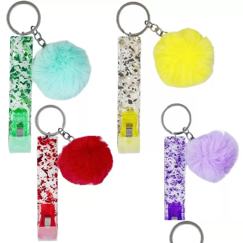 Party Favor ATM CARD PLER KLUCZ KLUCZ ACRYL Credit Grabber Party Favor with Rabbit Fur Ball Blakin 0111 Drop dostawa domowy ogród fe dhgdu