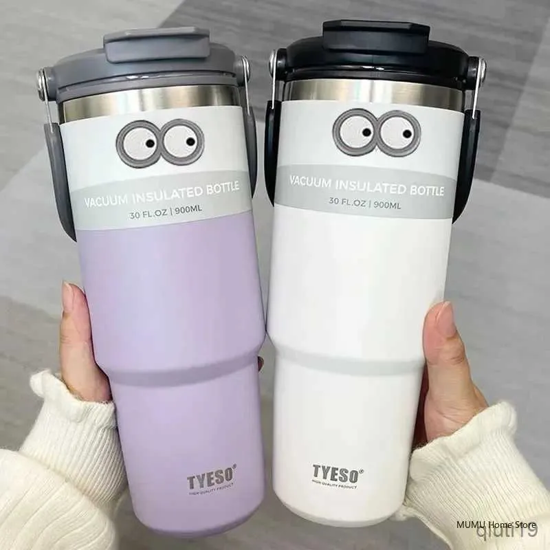 Thermoskannen TYESO Doppelschichtige Kaffeetasse Edelstahl-Thermosflasche Becher Kalte und heiße Thermoskanne Auto-Isolierbecher Isolierflaschen