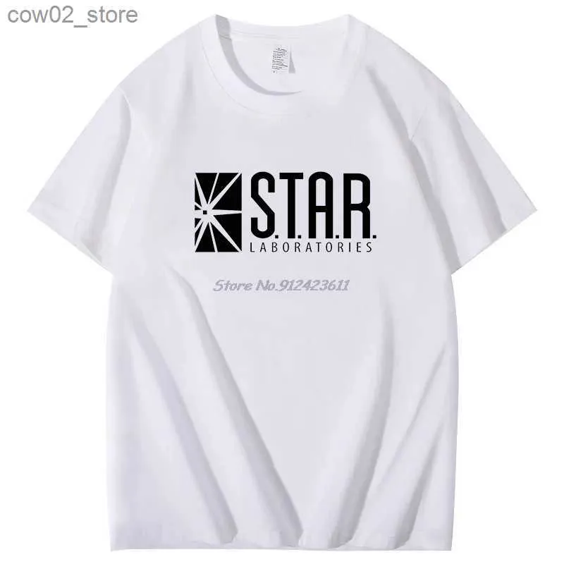 Men's T-Shirts Summer mens short sleeve t-shirt Flash Star Lab Labs Harajuku graphic t shirts Cotton Oversized Tees Tops Mens clothing Q240201