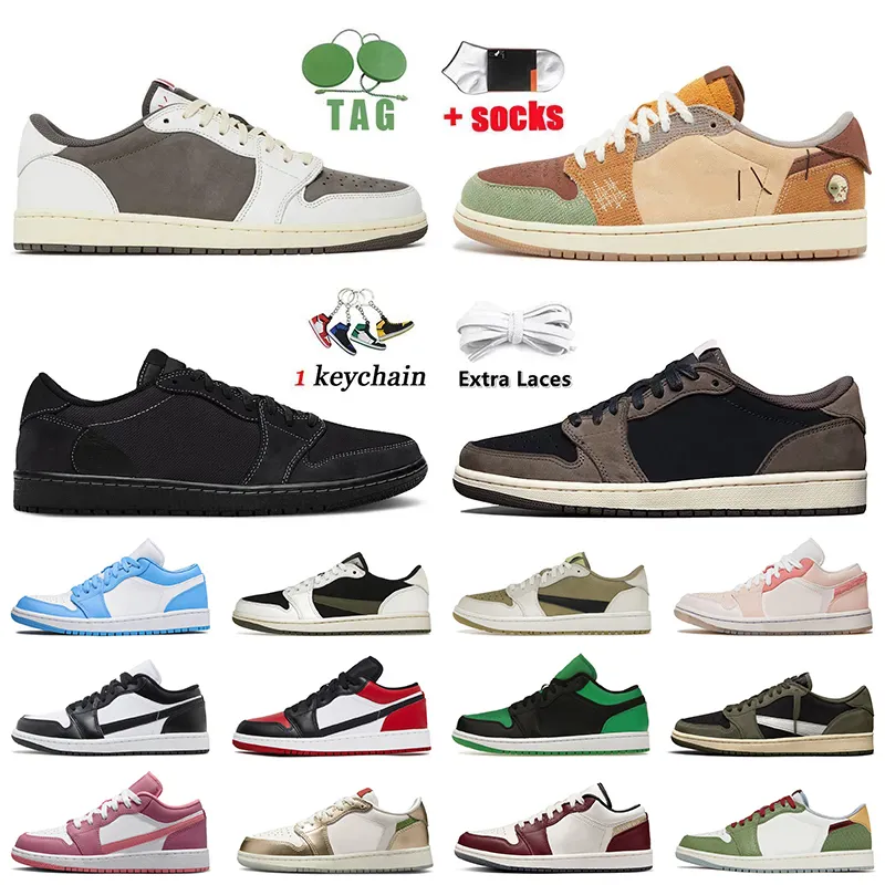 Jumpman 1 Low Basketbalschoenen 1s Cactus Jack Reverse Mokka Zwart Phantom Golf Neutraal Olijf Voodoo Fragment Lows Panda UNC Wolf Grijs Heren Trainers Dames Sneakers