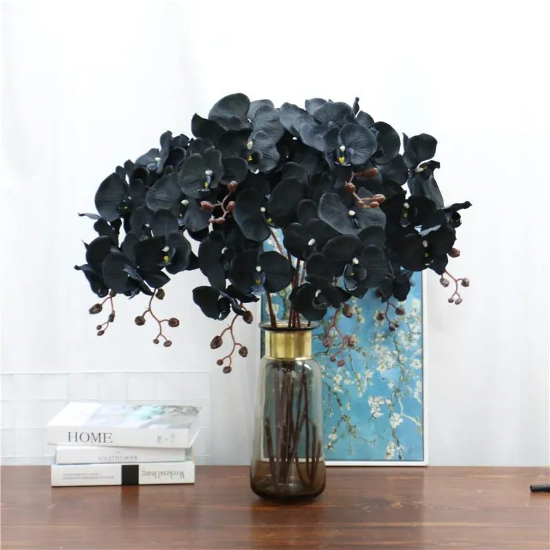 105cm Artificial flower black butterfly orchid silk phalaenopsis for wedding Christams home decoration garden potted fake plants