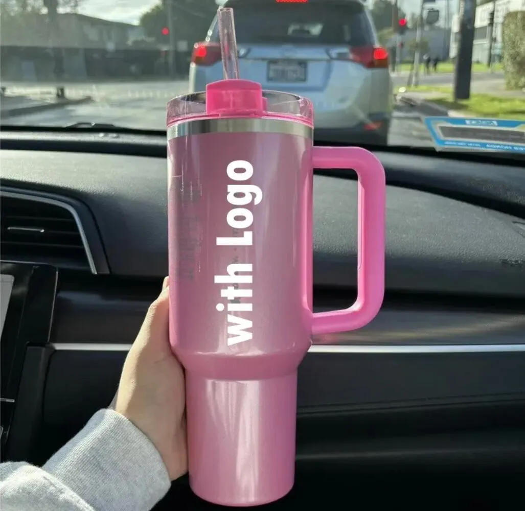 US STOCK THE QUENCHER H2.0 Cosmo Pink Parade TUMBLER 40 OZ 4 HRS HOT 7 HRS COLD 20 HRS ICED cups 304 swig wine mugs Valentine's Day Gift X Copy Pink Winter Flamingo DHL Ship