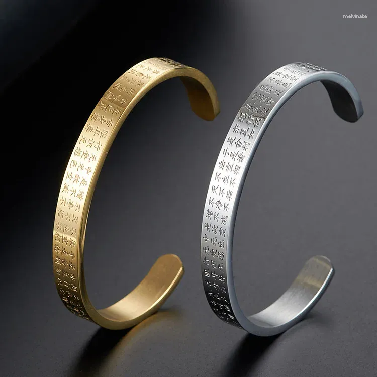 Мужской браслет CHUANGCHENG из нержавеющей стали с микрогравировкой из 18-каратного золота, открытые браслеты-манжеты