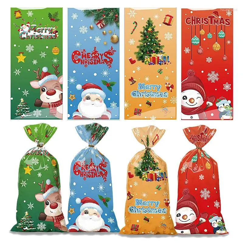 Christmas Decorations 25/50pcs Candy Bags Santa Gift Bag 2024 Navidad Xmas Cristmas Cookies Packing Supplies