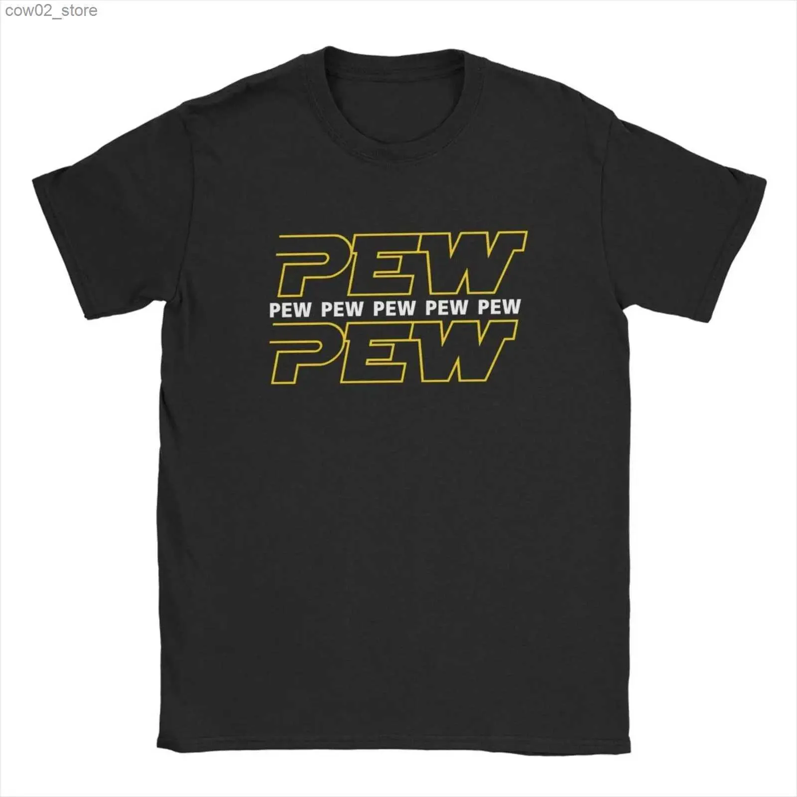 Męskie koszulki Pew Wars Funny T Shirt Sci-Fi Space Star Noises Science Tops For Men Ubrania Q240201