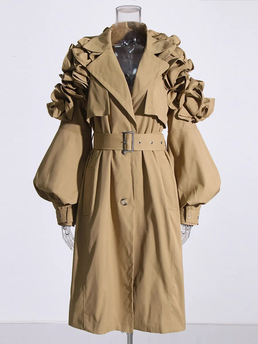 11019 XL 2024 Spring Autumn Milan Runway Coat Jackets långärmad lapel hals khaki svart högkvalitativ knapp mode kvinnor kläder oufan