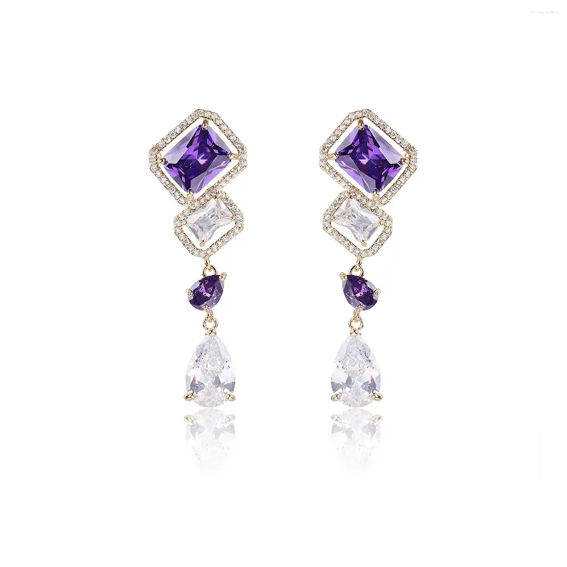 Dangle Earrings Square Cubic Zircon Drop for Wedding Earring花嫁女性女の子ギフトジュエリーアクセサリーCE11664