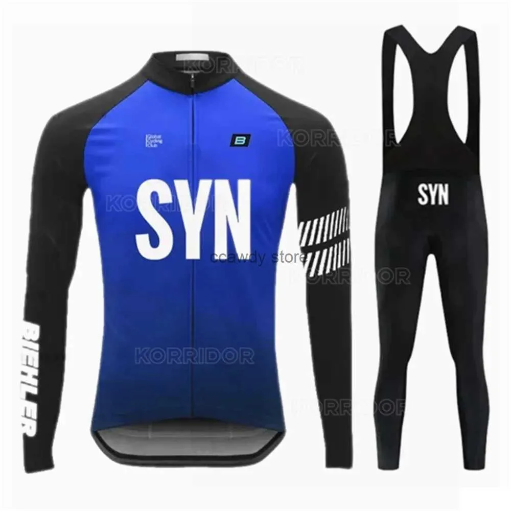 Tracki męskie Syn Long Seve Cycling Odzież Biehr Spring Autumn Jersey Zestaw Nowy rower MAILLOT ROPA CICLISMOH2421