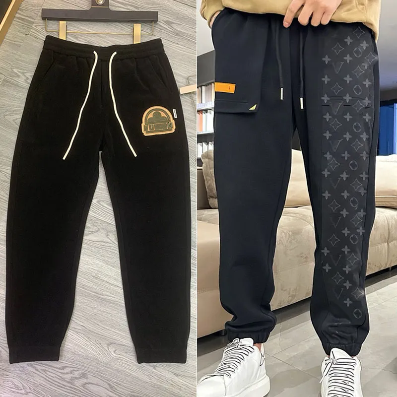 Mens Casual Sports Pants Staple Pin Embroidered Signature Technical Cotton Jogpants Soft Men Oversized Drawstring Belt Track Pants Man Pant Trousers