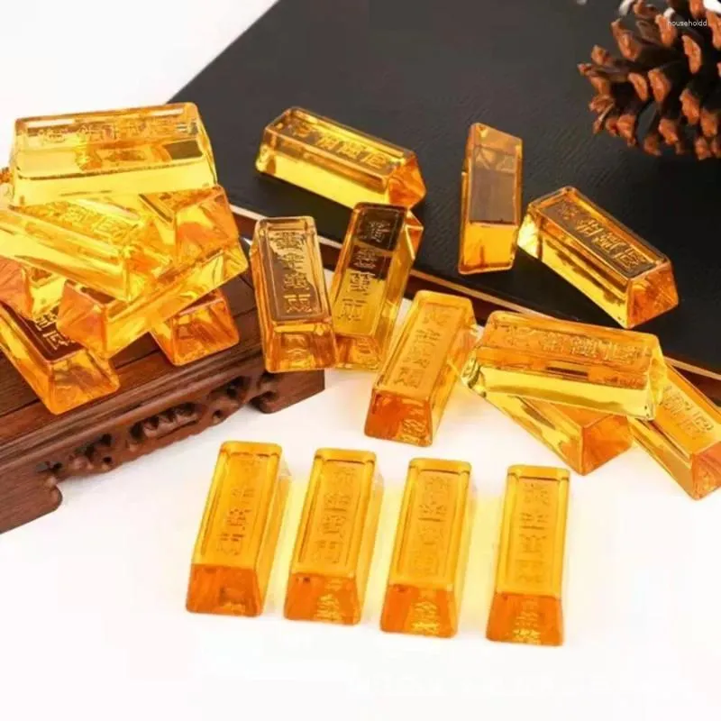 Dekorativa figurer Kinesisk stil Citrine Gold Bar Wealth Feng Shui Car Mascot Paperweight Ornament Supplies Collection Craft Amulet Charm