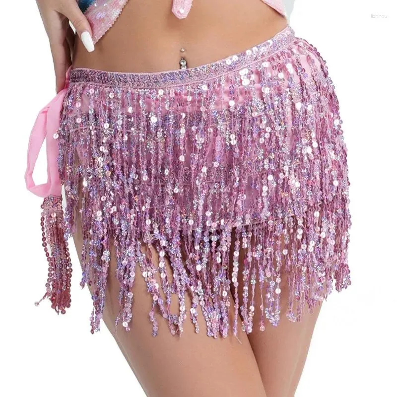 Jupes Sexy Femmes Danse Du Ventre Hip Tutu Jupe Écharpe Wrap Ceinture Paillettes Paillettes Gland Hipscarf Robe D'été Pour La Performance Rave Party