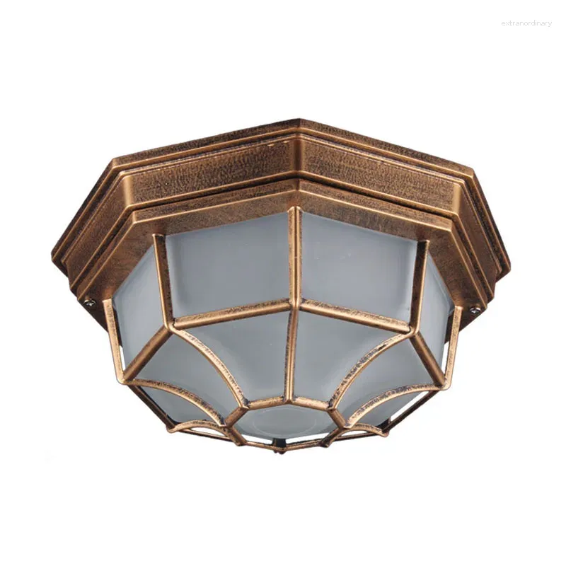 Wall Lamp Rustic Frosted Glass Shade Outdoor Ceiling Lights Yard Balcony Garden Flush Europe Style Exterior IP65