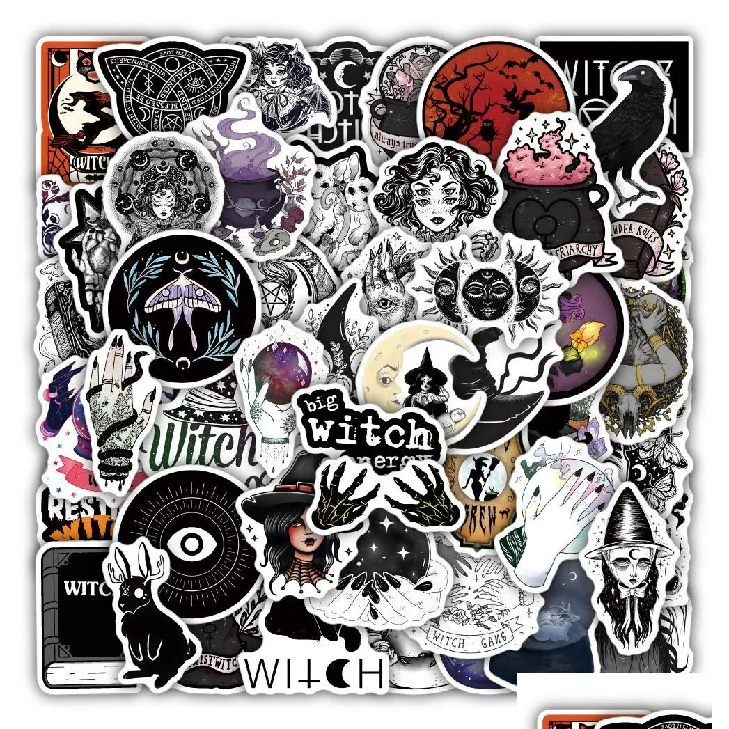 Bilklistermärken 54st Gothic Witch Vintage Eesthetic iti för DIY Lage Laptop Skateboard Motorcykel cykel klistermärke Drop Delivery Mobile Dhjou