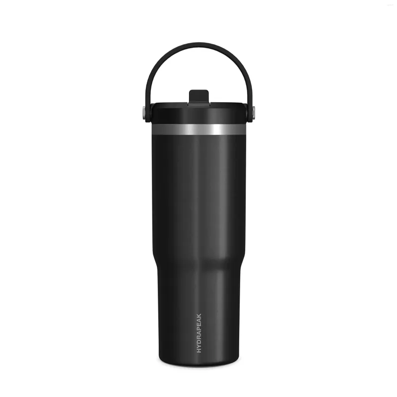 Bouteilles d'eau Gobelet de 32 oz avec poignée et couvercle de paille Tasse à double isolation étanche en acier inoxydable 304