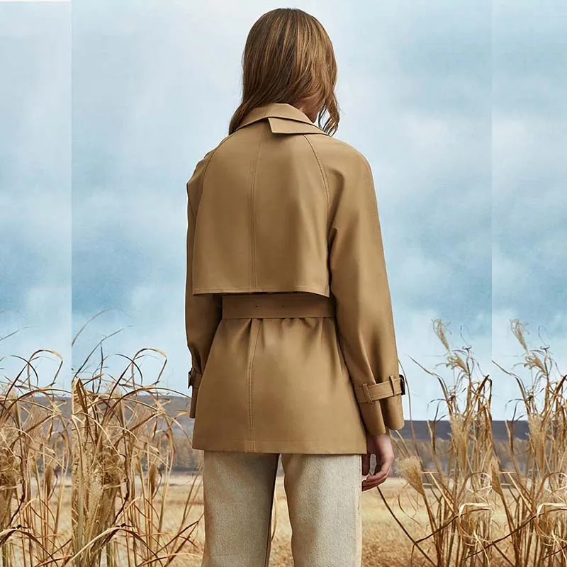 タイムセール　完売Lサイズ　2024AW Short Trench Jacket Plus Size Vintage Trench Coat Womens Spring/Autumn Long