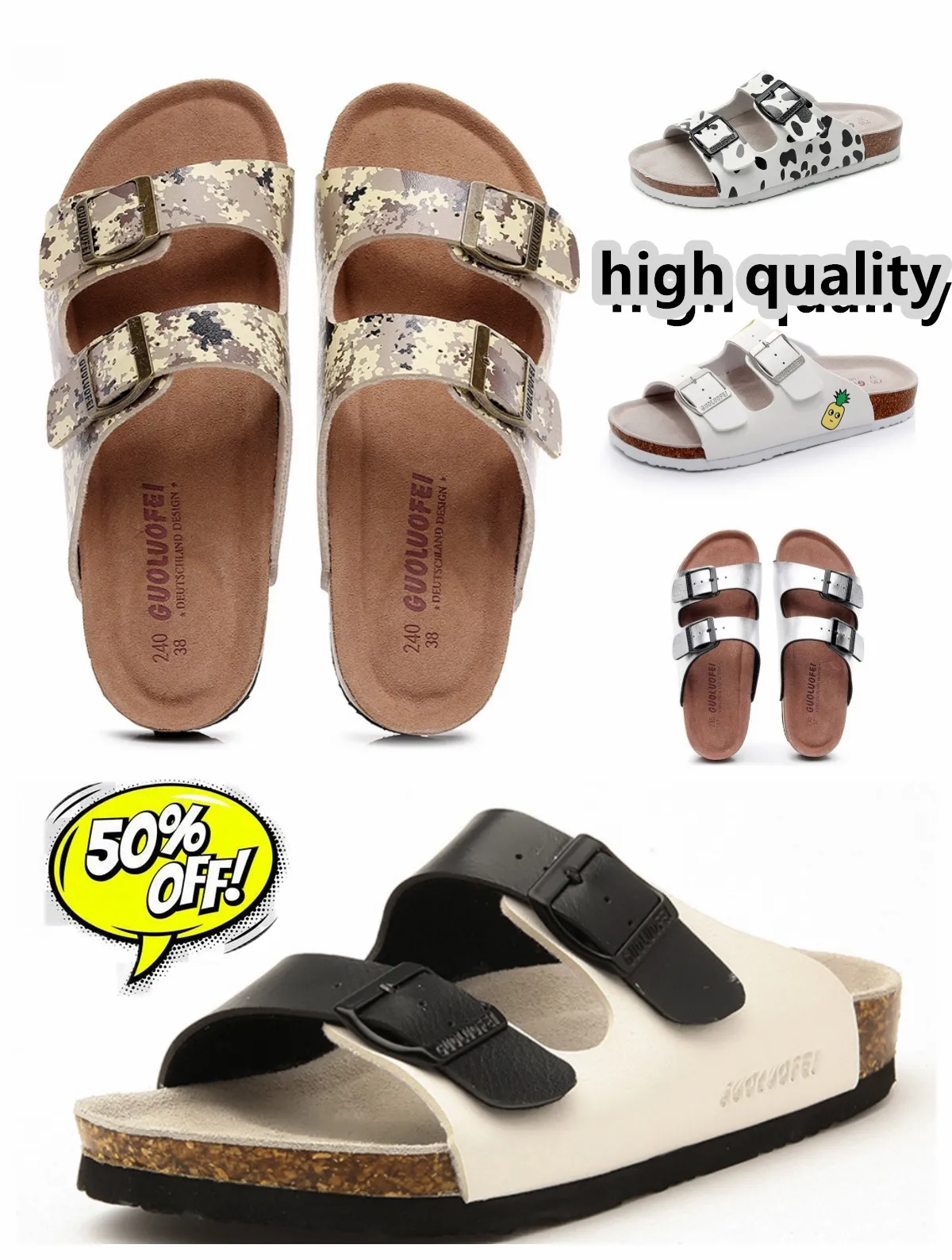 Дизайнерские летние высококачественные женские и мужские спортивные сандалии с ремешком, уличные кожаные тапочки, хит продаж, пляжная черно-белая коричневая повседневная обувь