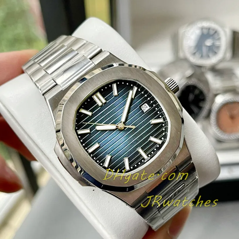 Luksusowe męskie zegarek automatyczny ruch mechaniczny zwykły zegarek Rose Gold ze stali nierdzewnej skórzany pasek 40 mm Waterproof Watch Prezent urodzinowy Montres de lukse 5711