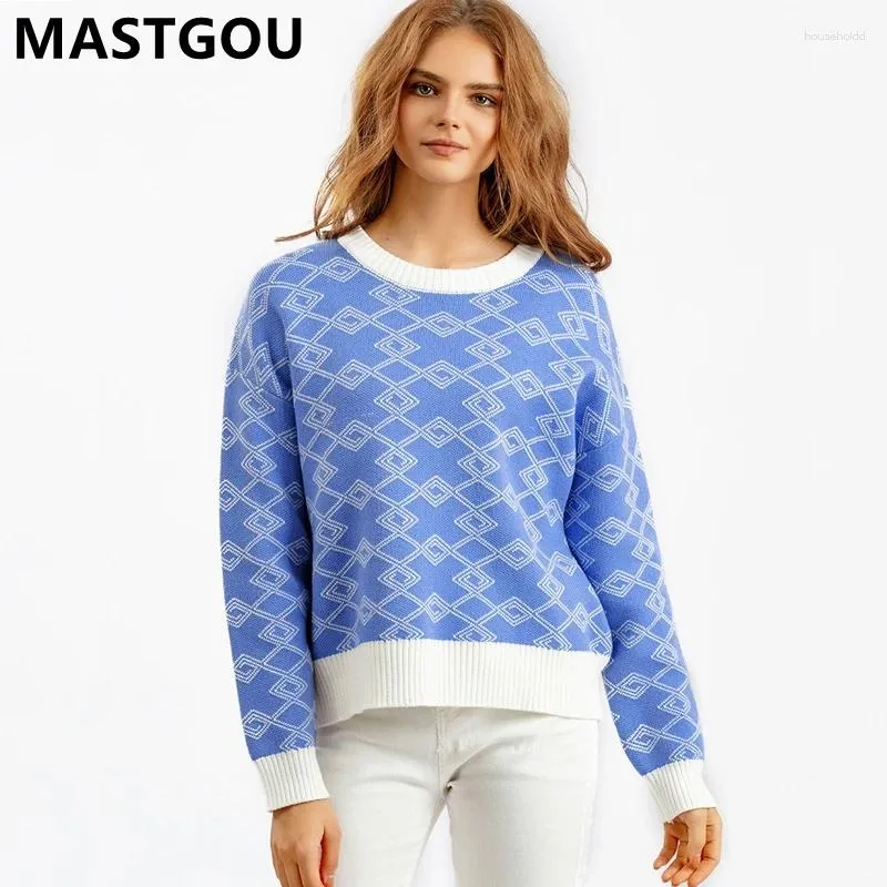 Damestruien MASTGOU LUXE Jacquard gebreide damestruien Trui Herfst Winter Vrouwelijke truien Top Kerstvakantie Jas Jas Outfits