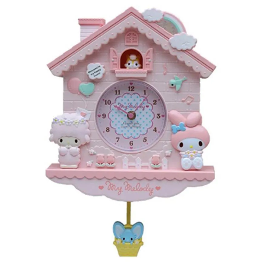 Dessin animé grande horloge murale Design moderne Nixie enfants filles ma mélodie Swing silencieux chambre salon horloge murale pour enfants roo2565