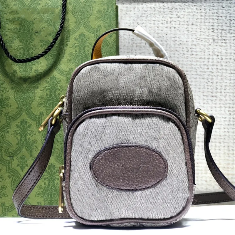 Neo vintage najwyższej jakości markowa torba metalowa tygrys dekoracyjny prezbiopiczny logo design na płótnie skórzane torby na telefon komórkowy torby na ramię posłańca torby męskie.