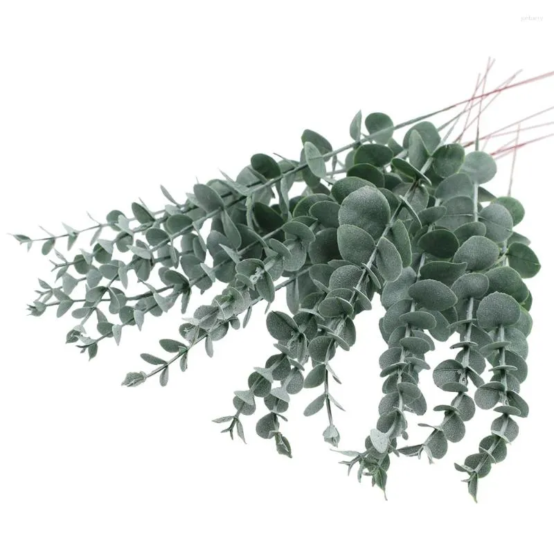 Kwiaty dekoracyjne 24pcs eukaliptus łodygi sztuczne liście gałęzie faux roślin