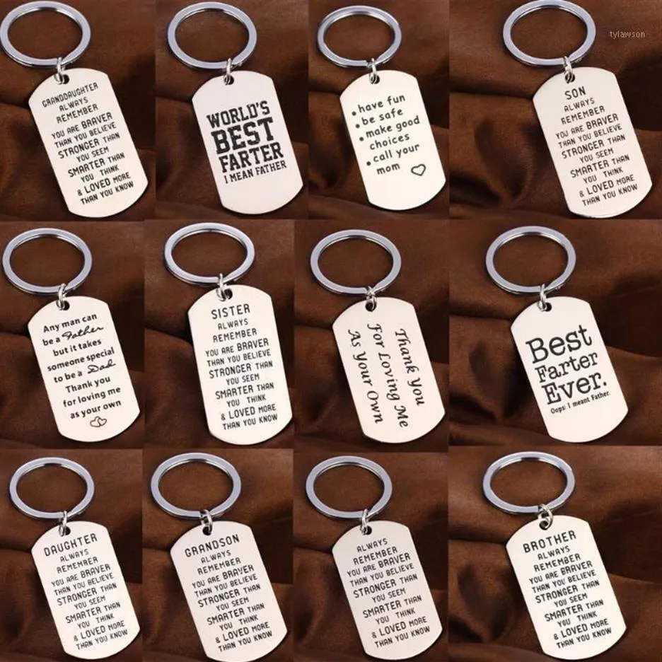 Family Love Keychains Stainless Steel Keyrings for Mom, Dad, Son