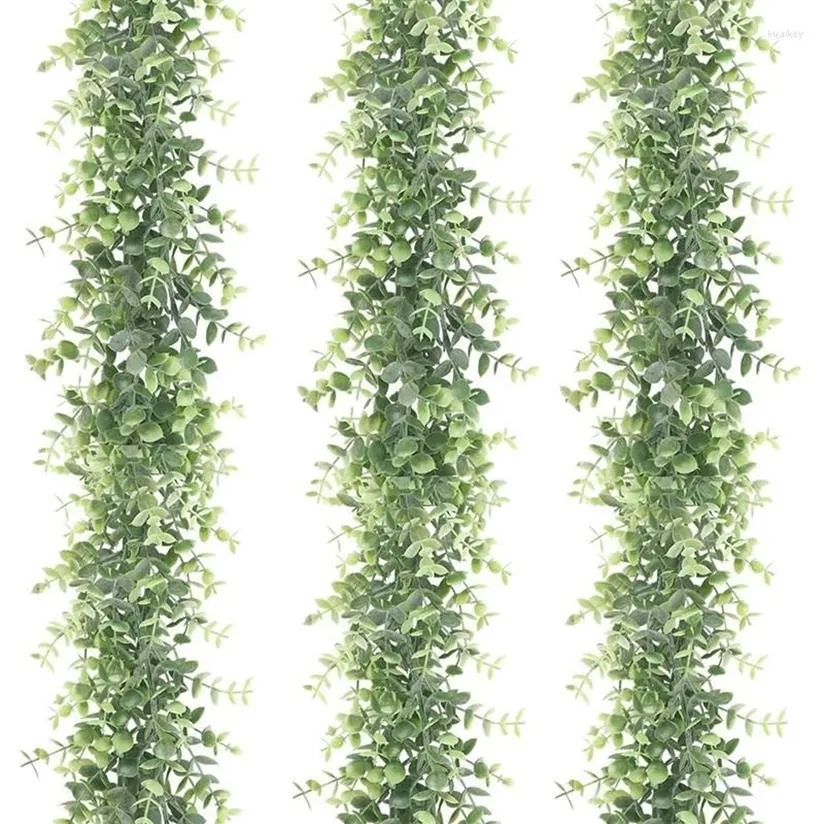 Fiori decorativi 3 pezzi 180 cm ghirlanda di eucalipto artificiale finte piante verdi per fondale di nozze arco decorazione fai da te casa Wal308E