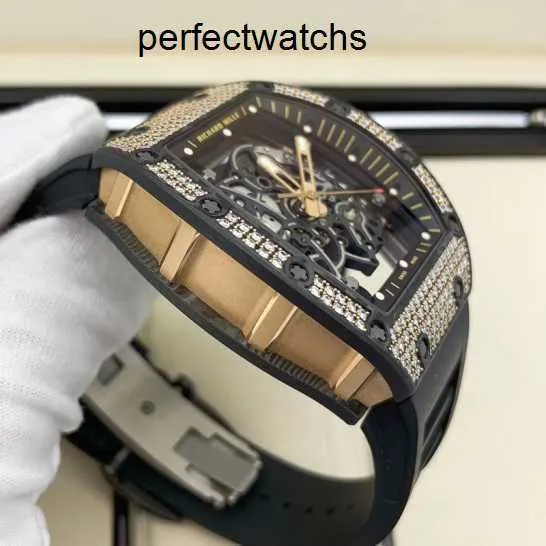 RM055 NTPT Carbon Fiber Diamond Luxury Automatic Mechanical Wristwatch for Men