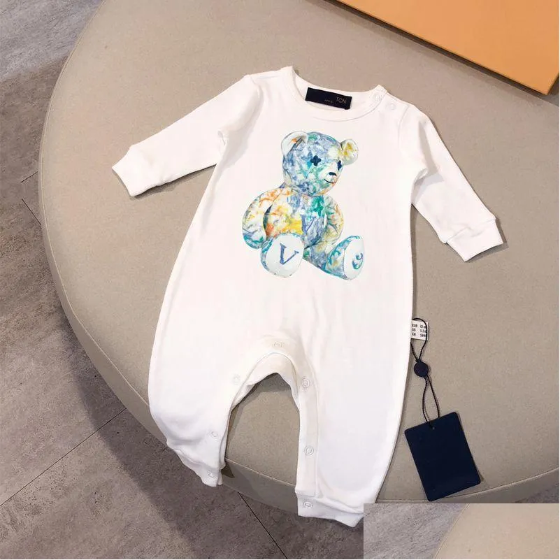 Rompers v Luxury Designer Baby Newborn Set New Born Jumpsuits Brand Girls kläder Romper Overalls Jumpsuit Kids Bodysuit för Dro OTW0X