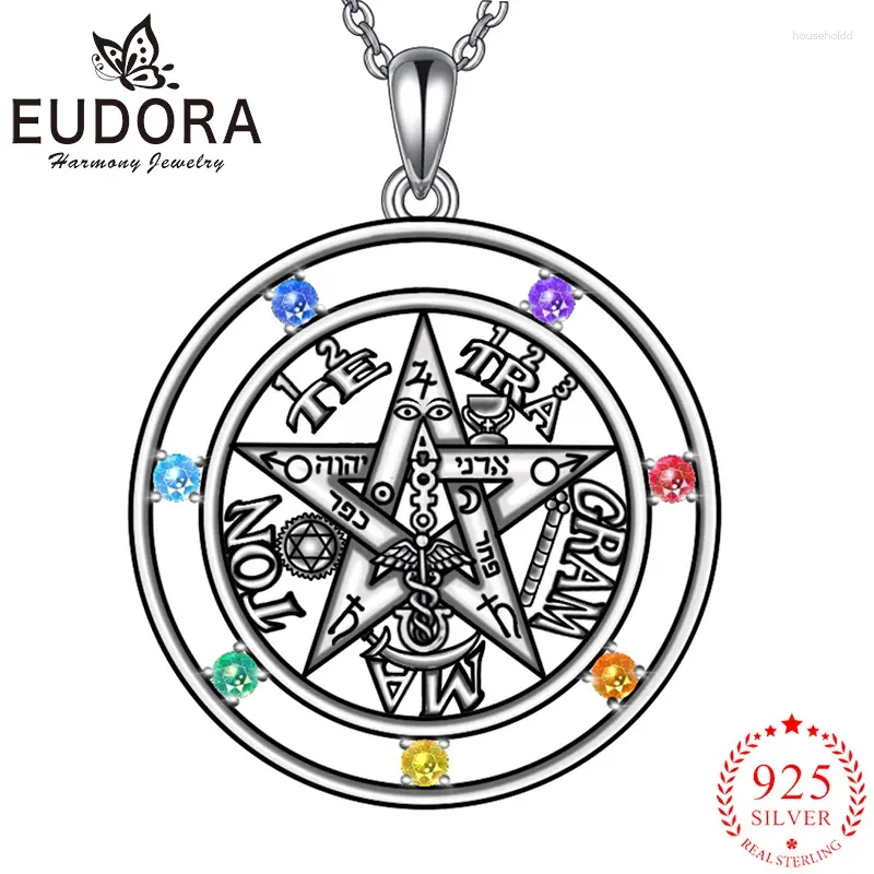 Pendentifs 7 couleurs Chakra Tetragamaton collier Eudora 925 argent Sterling pentagramme amulette pendentif étoile gardien hommes femmes bijoux