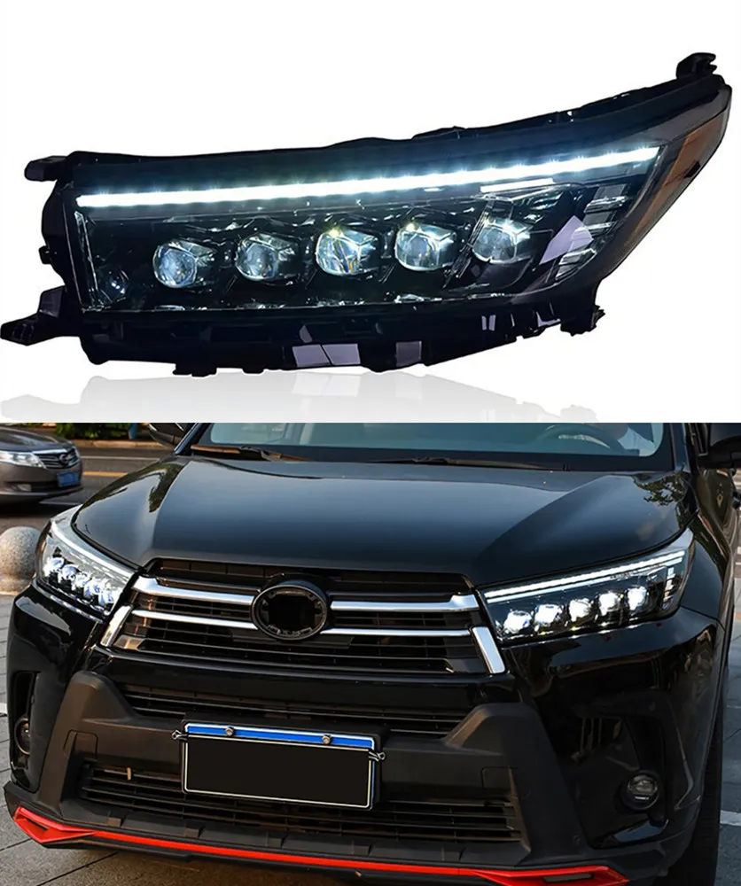 Bil Turn Signal Head Light Assembly för Toyota Highlander LED-strålkastare 2018-2021 Dagslampan Projektorslins