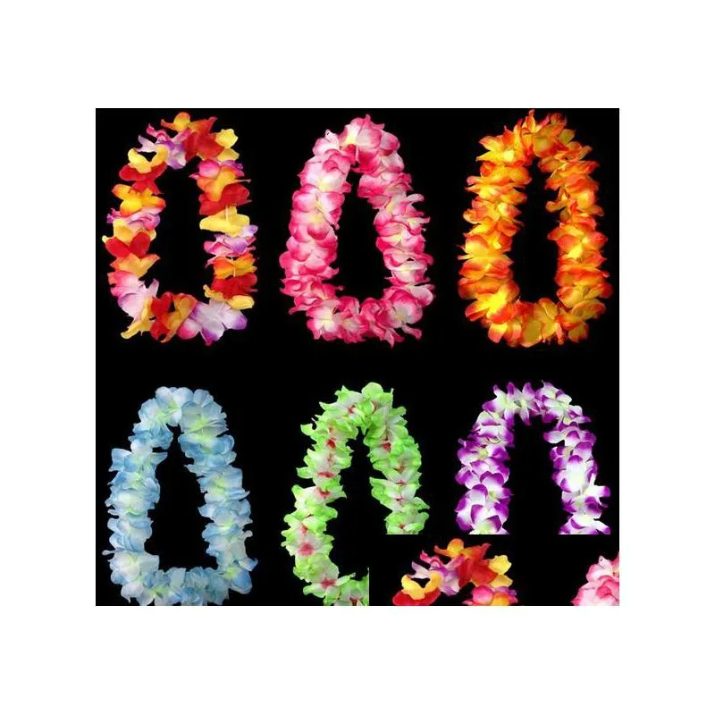 Decorative Flowers & Wreaths Wedding Party Decoration Hawaiian Flowers Necklace Wreaths Grass Skirts Accessories Artifical Colorf Drop Dhvjd