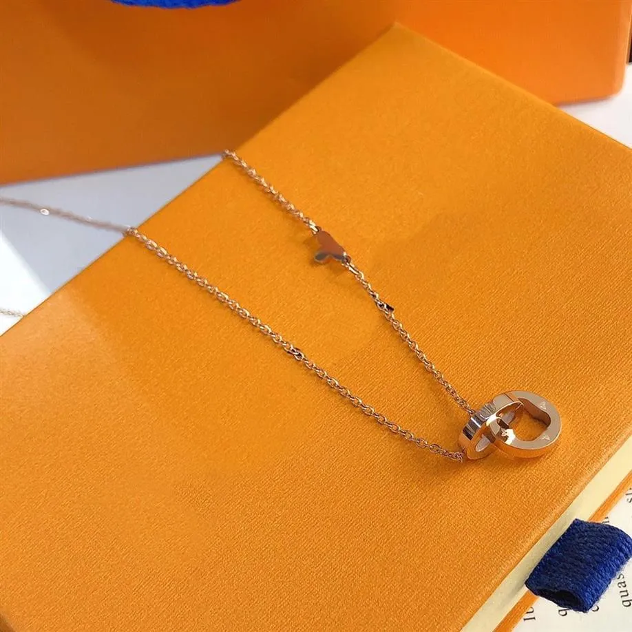 Paar hanger kettingen charme ontwerper ronde gouden ketting voor vrouwen cadeau populaire mode-sieraden merk mooie roestvrij ste198k